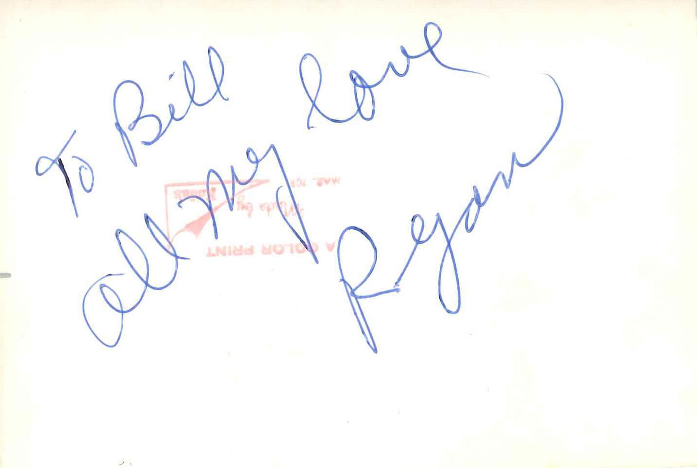 Ryan O'Neal singed the back of a photo for Bill Cleary. (Courtesy Bill Cleary)