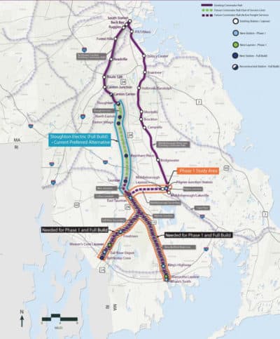 The first phase of the South Coast Rail project will use the existing Middleborough/Lakeville Commuter Rail Line to provide service from Boston’s South Station to Taunton, New Bedford and Fall River. (Courtesy MassDOT)