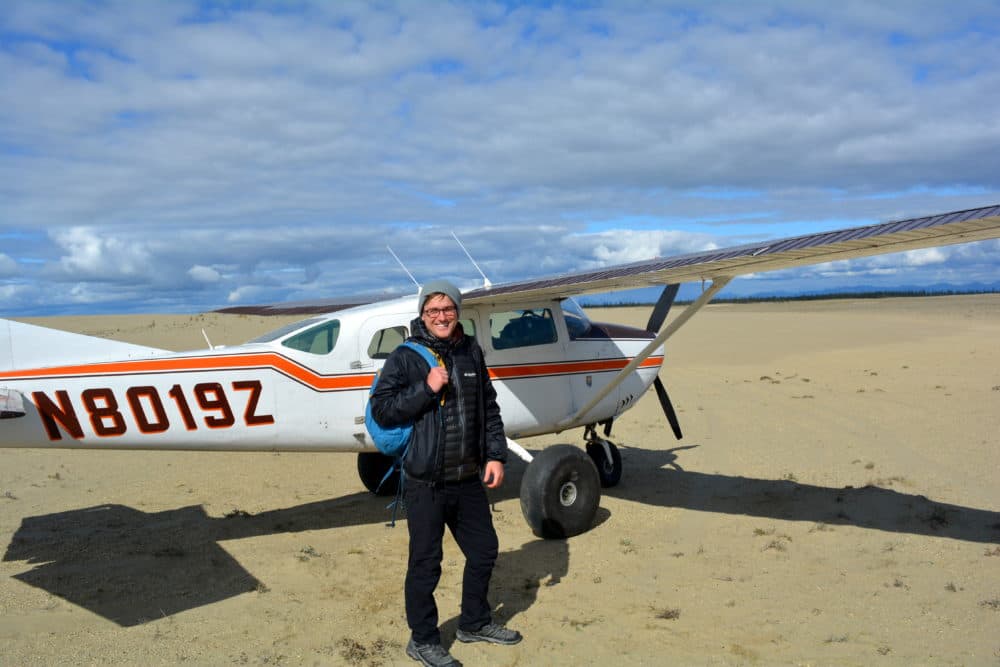 Meyer after landing in Kobuk Valley National Park in Alaska, the 60th of his trip. (Courtesy of Mikah Meyer)