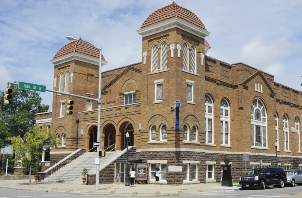 Visitors look at 16th Street Baptist Church in Birmingham, Ala. (Jay Reeves/AP)