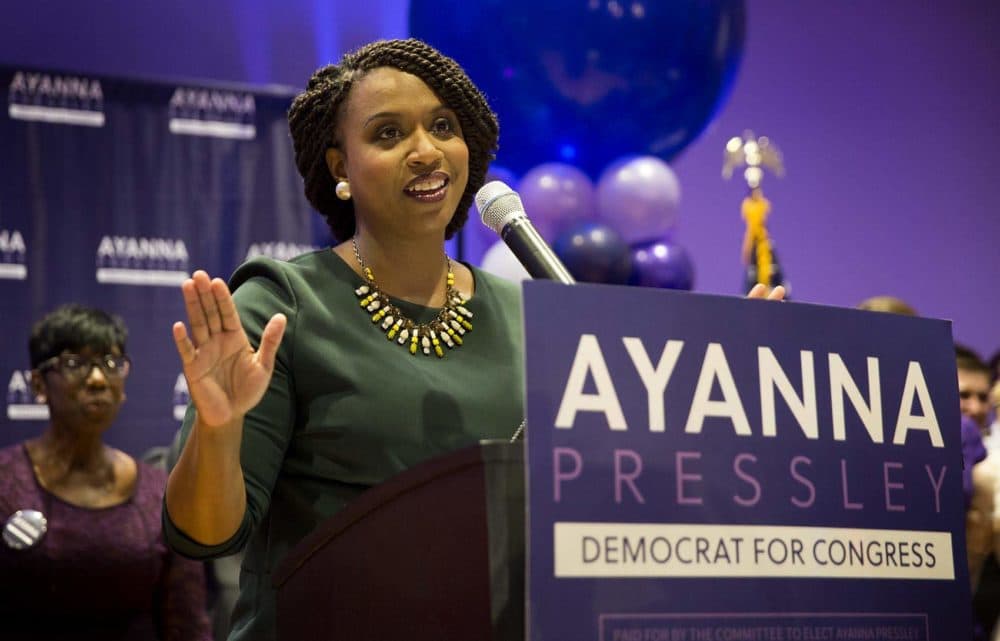 U.S. Rep. Ayanna Pressley was one of many first-time congressional candidates who used ActBlue to compete in a new way. (Robin Lubbock/WBUR)