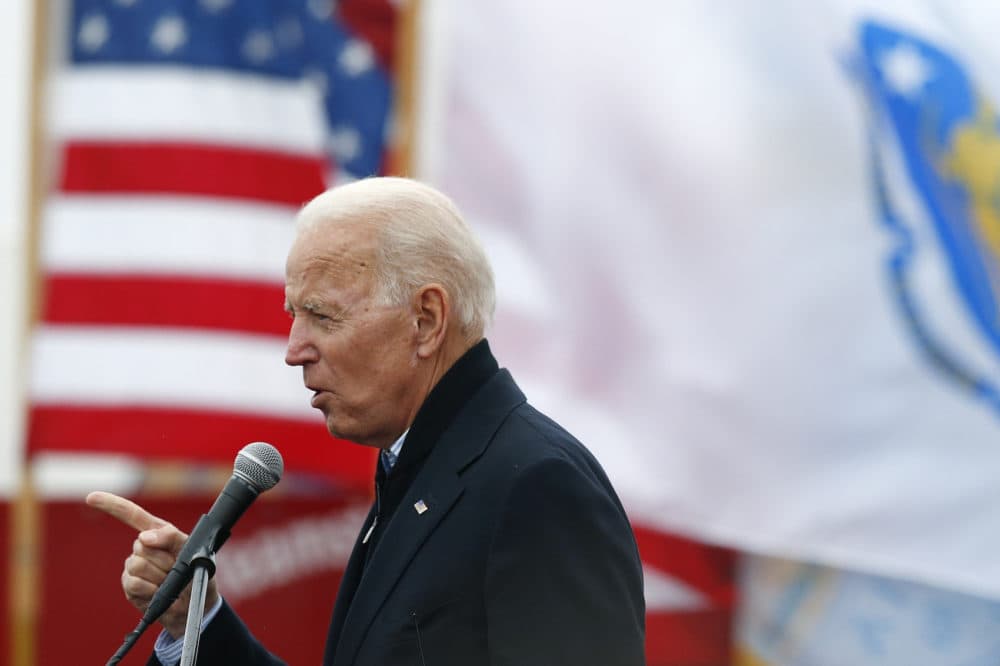 Former Vice President Joe Biden spoke at a rally in support of striking Stop & Shop workers in Boston in April. (Michael Dwyer/AP)