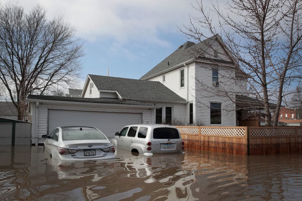 A home sits in floodwater on March 20, 2019 in Hamburg, Iowa. (Scott Olson/Getty Images)