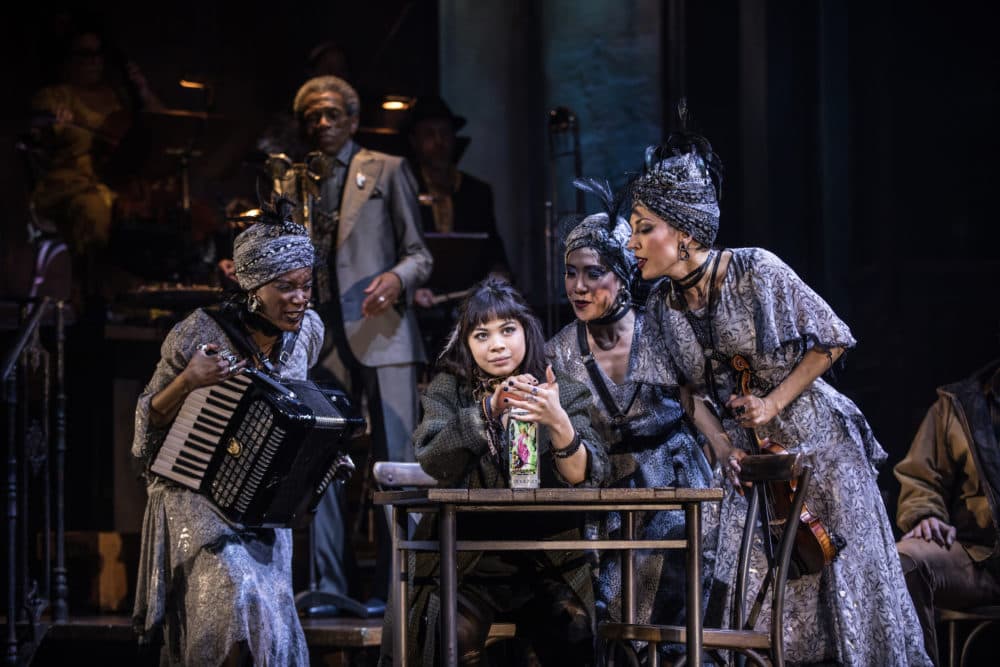 Eva Noblezada and the Broadway cast of Hadestown. (Photo by Matthew Murphy)