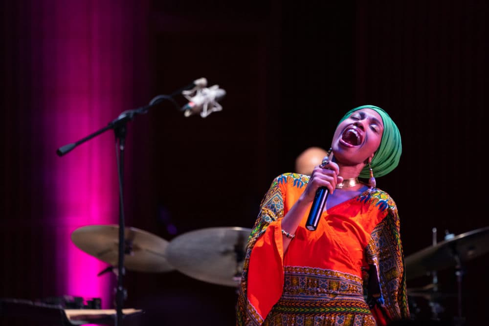 Jazzmeia Horn performing at the Isabella Stewart Gardner Museum. (Courtesy of Robert Torres)