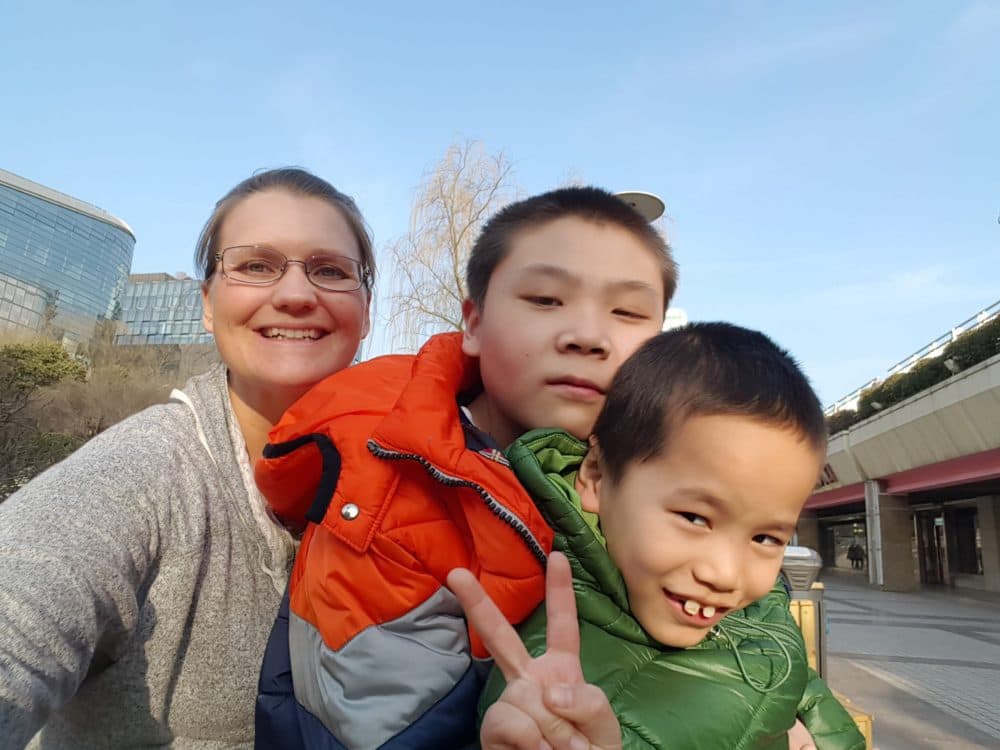 Kristi Smith with her adopted sons, Ben and Caleb, in China (Courtesy of Kristi Smith)