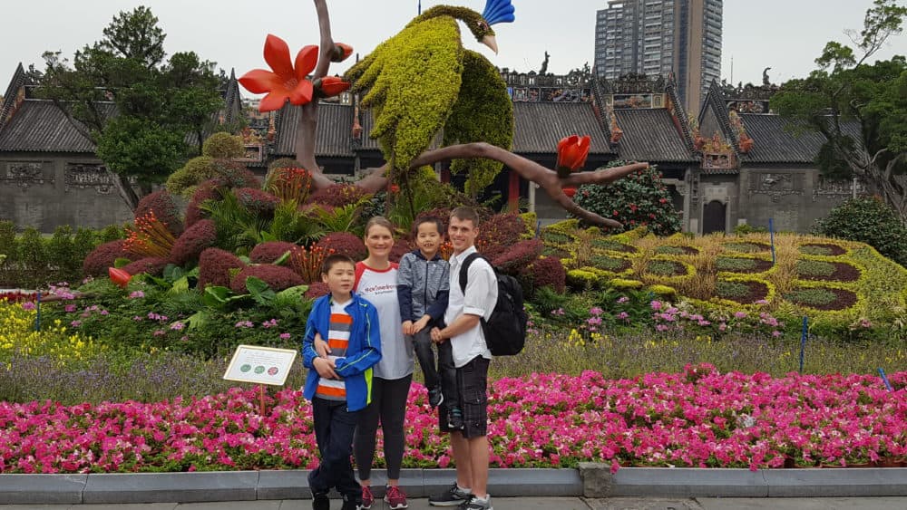 Kristi and Matt Smith with their two sons, Ben and Caleb, after adopting them in China (Courtesy of Kristi Smith)