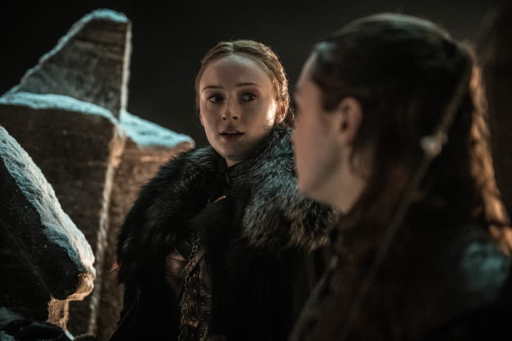Sophie Turner and Maisie Williams in "Game of Thrones." (Helen Sloane/HBO)