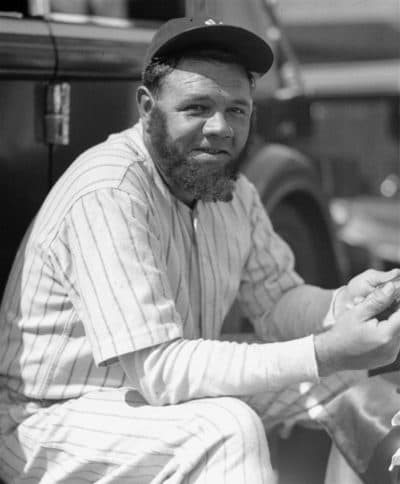 Babe Ruth dons a fake beard in an appearance for the House of David baseball team. (Courtesy Chris Siriano)