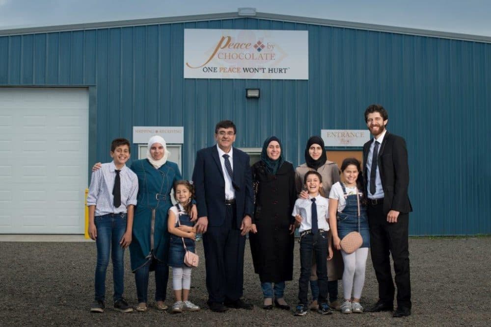 The Hadhad family in front of their chocolate factory (Courtesy Hadhad family)