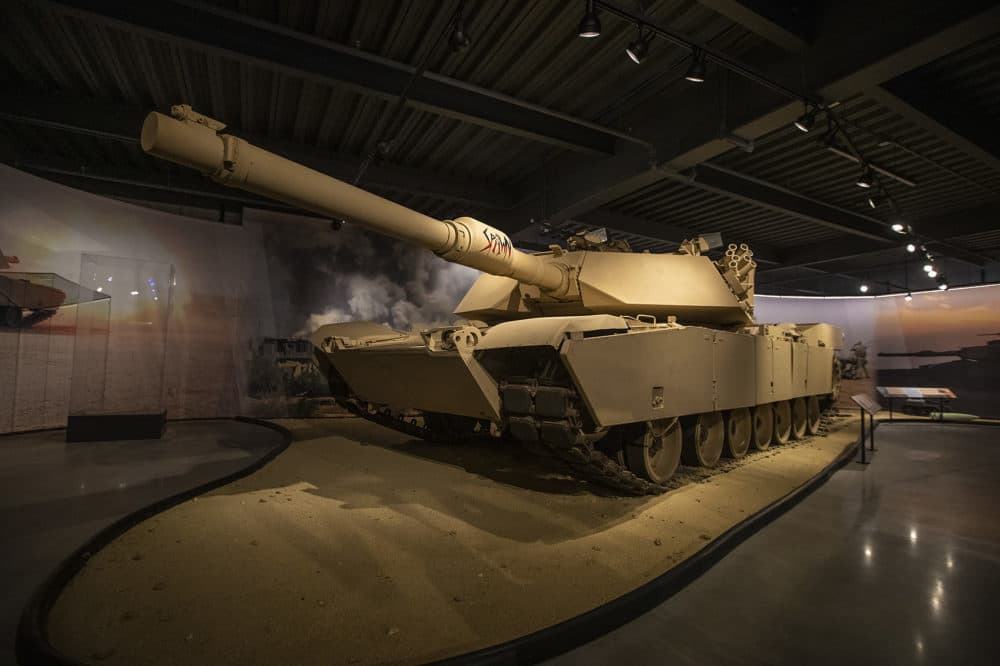 A U.S. M1A1 Abrams tank that was used during the war in Iraq (Jesse Costa/WBUR)