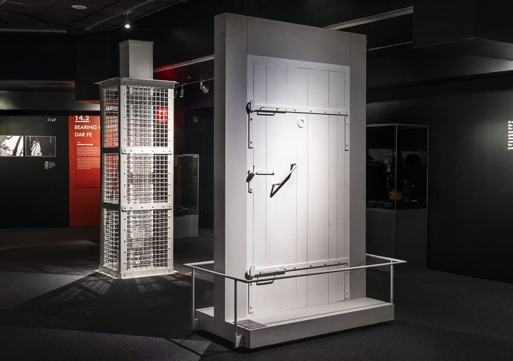A gas chamber door, part of the new Auschwitz exhibit at the Museum of Jewish Heritage in New York. (Courtesy Museum of Jewish Heritage/John Halpern)