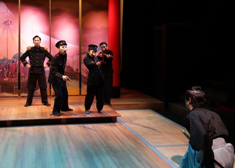 Kai Chao, Jeff Song, Elaine Hom, Gary Ng and Carl Hsu in a scene of &quot;Pacific Overtures.&quot; (Courtesy Mark S. Howard)