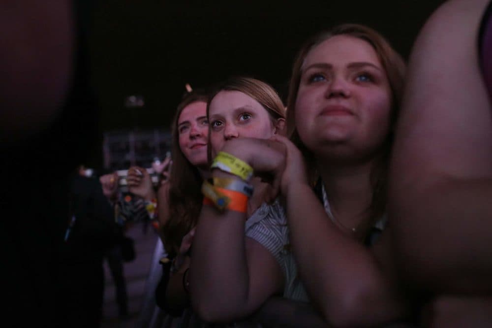 The audience listens to Twenty One Pilots close out Friday night at Boston Calling. (Hadley Green for WBUR)