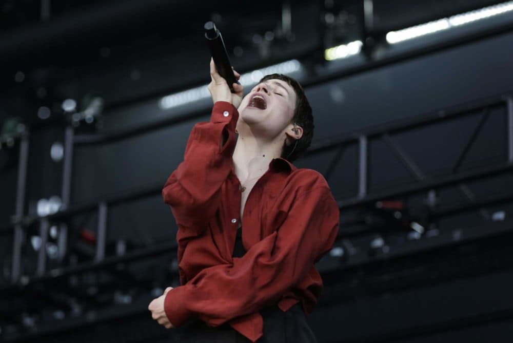 Christine and the Queens performs on Friday evening. (Hadley Green for WBUR)