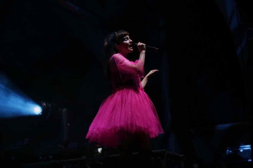 CHVRCHES performs on Friday night at Boston Calling. (Hadley Green for WBUR)