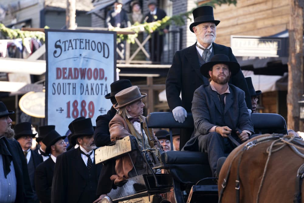 Gerald McRaney (pictured standing in the horse carriage) as George Hearst in &quot;Deadwood: The Movie.&quot; (Courtesy Warrick Page/HBO)