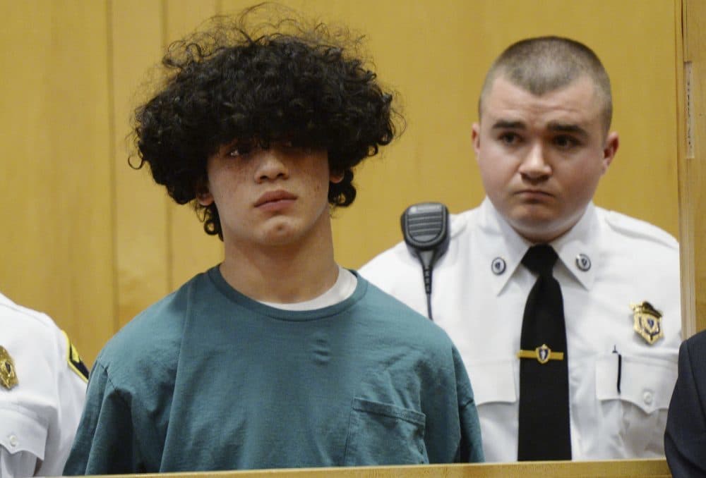 Mathew Borges, then 15, during his 2016 arraignment in Lawrence District Court (Paul Bilodeau/The Eagle-Tribune via AP, Pool)