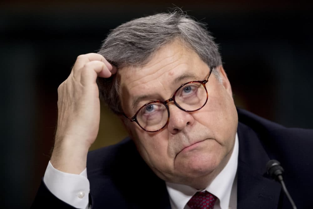 Attorney General William Barr appears at a Senate Judiciary Committee hearing about the Mueller Report on Wednesday, May 1, 2019. (Andrew Harnik/AP)