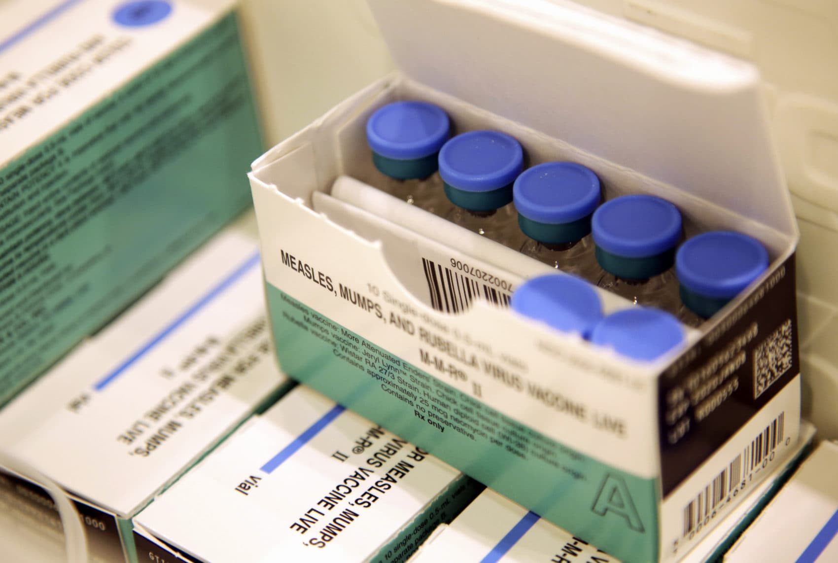 Measles, mumps and rubella vaccines sit in a cooler at the Rockland County Health Department in Pomona, N.Y. (Seth Wenig/AP)