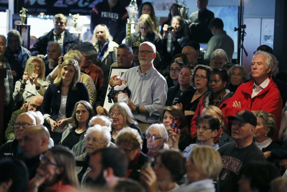 Supporters listen as former vice president and Democratic presidential candidate Joe Biden speaks during a campaign stop in Hampton, N.H., Monday, May 13, 2019. (Michael Dwyer/AP)
