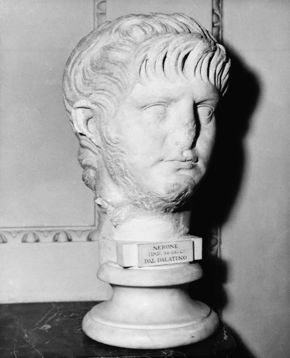 Sculpture showing the head of Nero, in marble, from the Rome National Museum. Photographed October 29, 1953. (AP)
