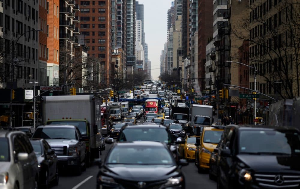 Traffic moves on 2nd Avenue in the morning hours on March 15, 2019 in New York City. (Johannes Eisele/AFP/Getty Images)