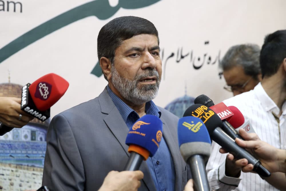 The spokesman of Iran's Revolutionary Guard, Gen. Ramazan Sharif, speaks to journalists at the conclusion of a press conference in Tehran, Iran, May 28, 2019. Iran's influential Revolutionary Guard said Tuesday it doesn't fear a possible war with the United States. (Ebrahim Noroozi/AP)