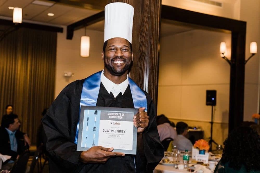 Quintin Storey at the REfire Culinary Program graduation in 2018. (Photo by Heather Drymon/Saorsa Images)