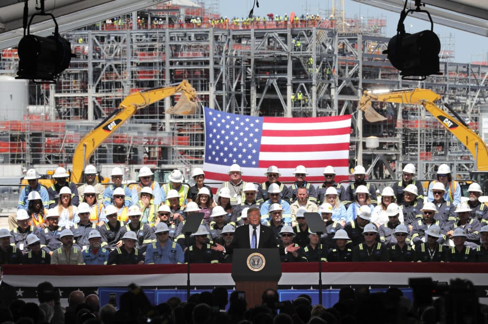President Trump speaks on energy infrastructure at the Cameron LNG Export Terminal in Hackberry, La., on May 14, 2019. (Gerald Herbert/AP)
