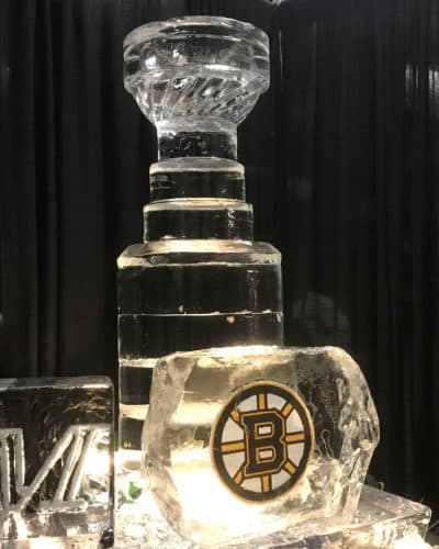 An ice sculpture of the Stanley Cup at Boston's TD Garden. The Bs are looking for the real thing. (Shira Springer/WBUR)
