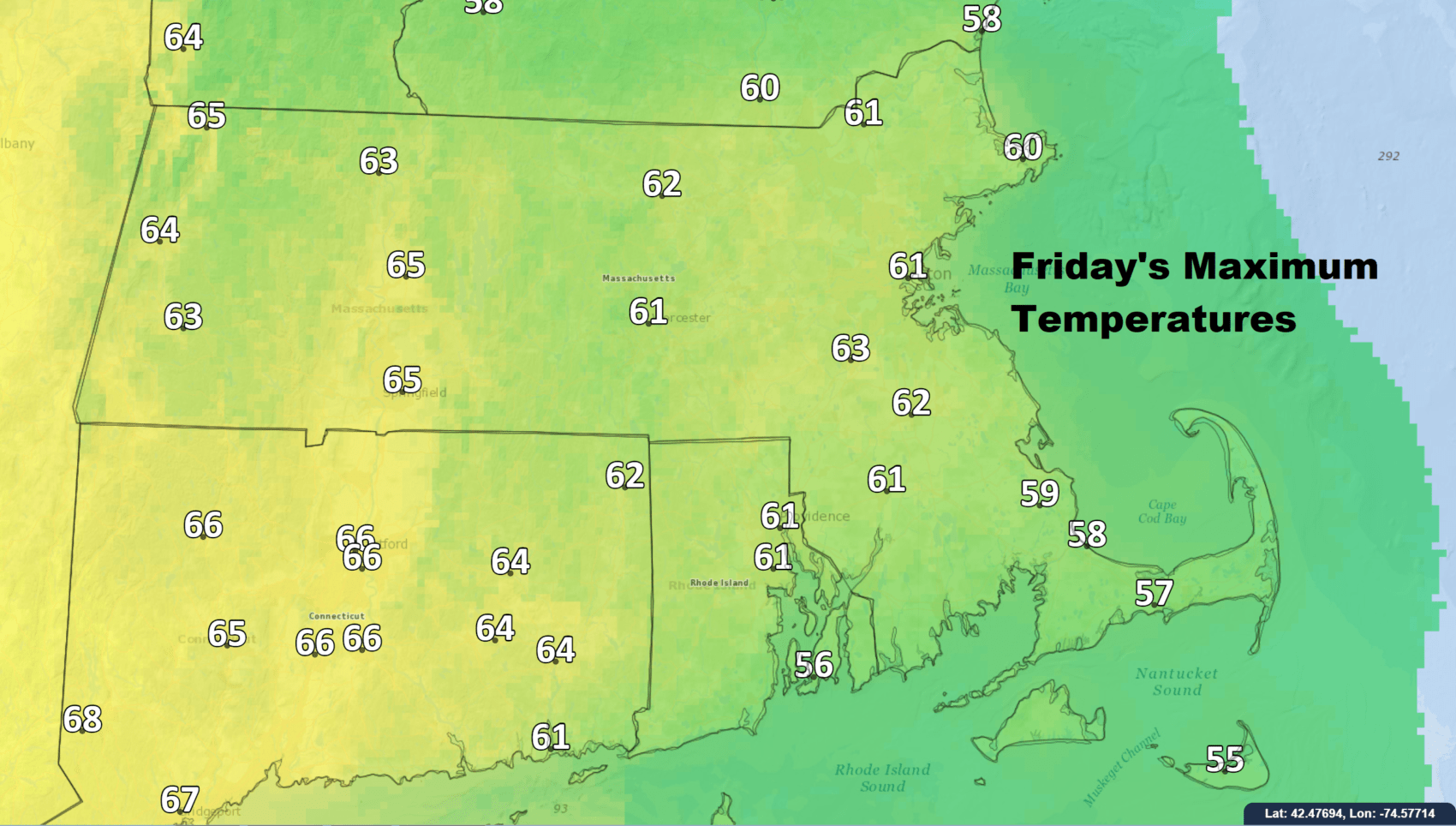 Clouds will keep it cooler Friday afternoon. (Dave Epstein/WBUR)