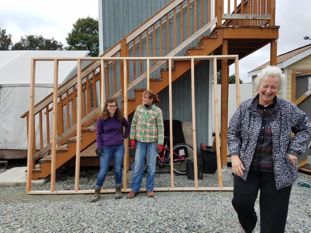 Melinda Nichols (right) is the first apprenticed female carpenter in Washington. (Courtesy Alice Lockridge)