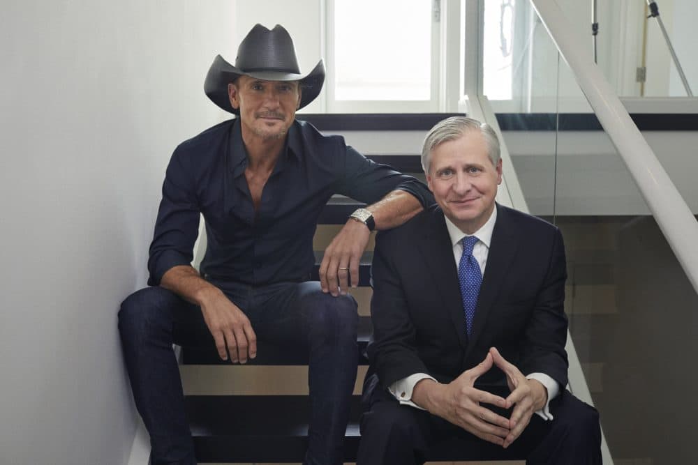 Tim McGraw (left) and Jon Meacham co-wrote the new book &quot;Songs of America: Patriotism, Protest, and the Music That Made a Nation.&quot; (Danny Clinch/Courtesy of Penguin Random House)