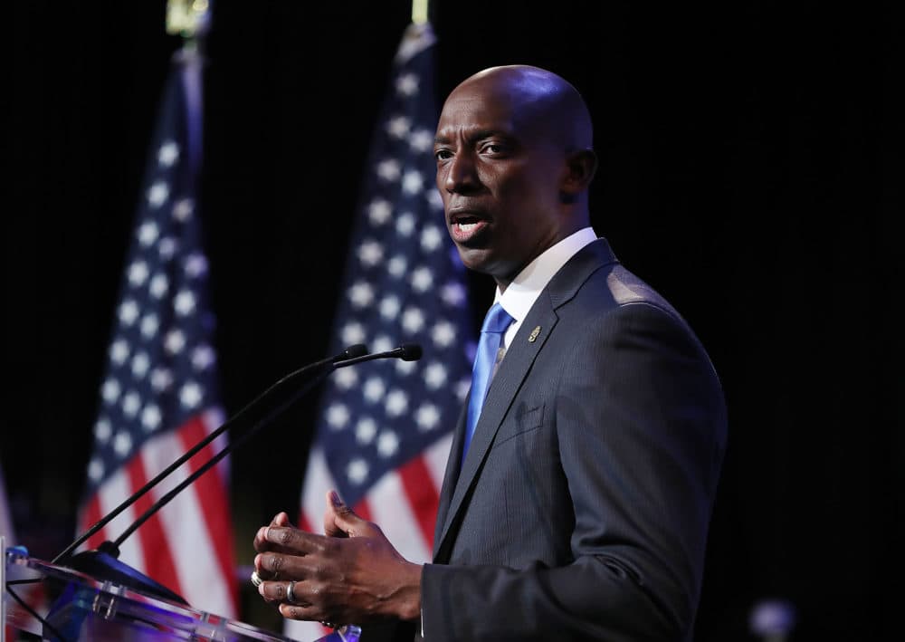 Democratic Miramar, Fla., Mayor Wayne Messam speaks at a rally at Florida Memorial University in Miami Gardens, Fla., announced his candidacy for president. (Joe Raedle/Getty Images)