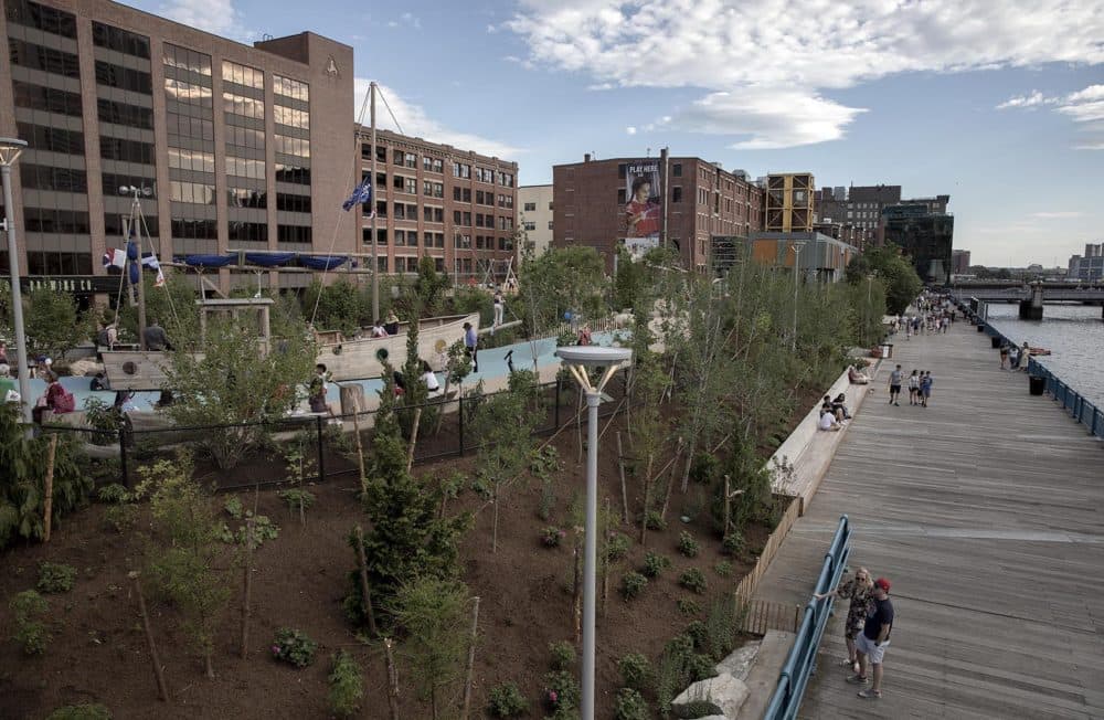 Martin's Park and the Children's Museum by the Fort Point Channel. (Robin Lubbock/WBUR)