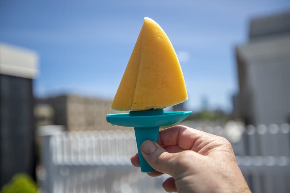 Cool off this summer with mango-yogurt popsicles. (Jesse Costa/WBUR)