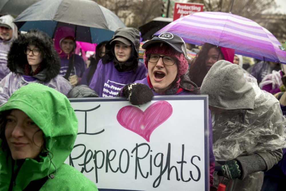 Pro-abortion rights supporters rally outside the Supreme Court in Washington on Tuesday, March 20, 2018. (Andrew Harnik/AP)