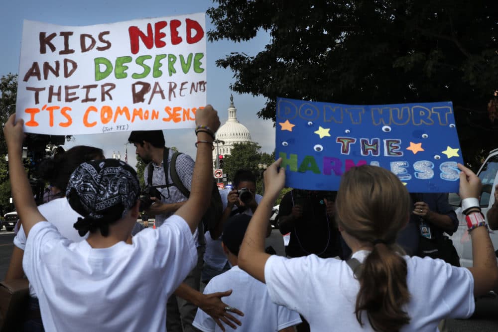 Families march past the U.S. Capitol as they protest the separation of immigrant families, Thursday, July 26, 2018, in Washington. (Jacquelyn Martin/AP)