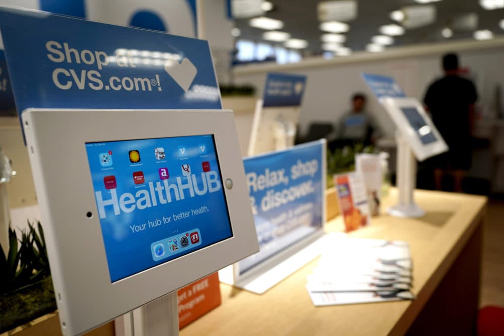 A kiosk is shown inside a CVS store with the new HealthHUB. The locations offer a broader range of health care services, new product categories, digital tools and on-demand health kiosks, trusted advice and personalized care. (David J. Phillip/AP)