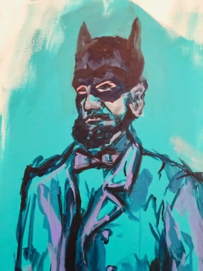 The "Batman Abraham Lincoln" painting that T.J. kept from the house she shared with her late partner. (Courtesy T.J.)