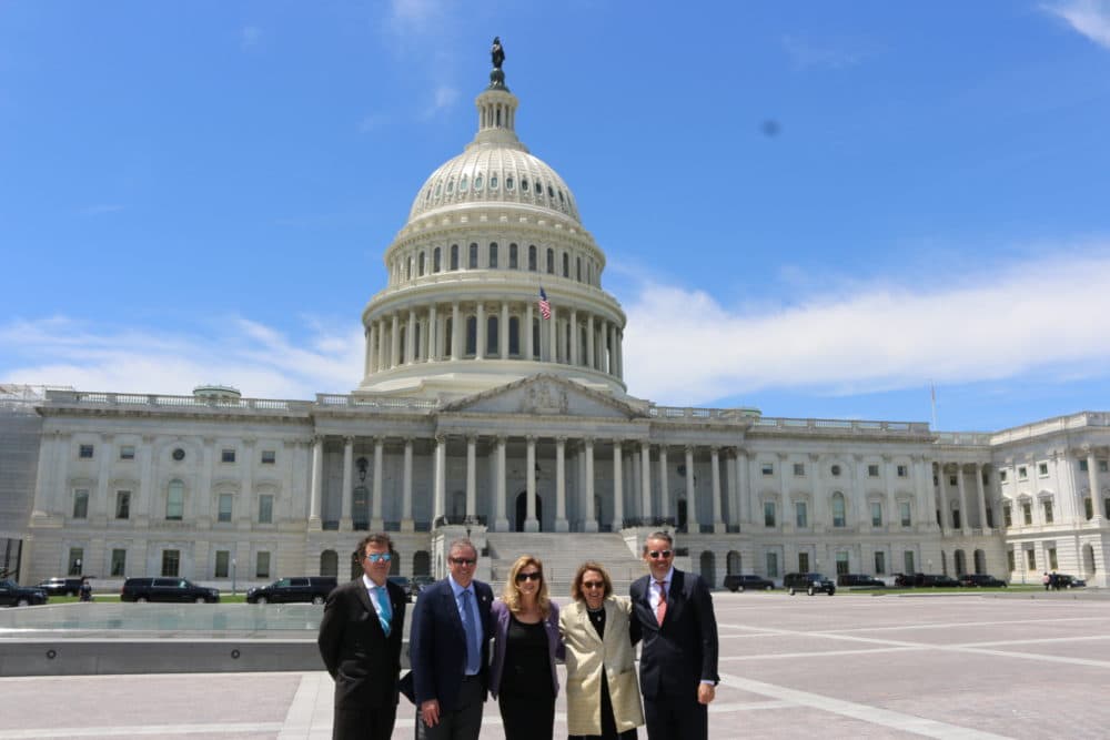 More than 75 executives joined Ceres for a lobby day on Capitol Hill on May 22, 2019. In this photo (from L to R): Hugh Welsh, DSM North America; Francois Goulet, Rossignol Skis; the author; Melanie Mills, Colorado Ski Country; Nick Sargent, Snowsports Industries America. (Courtesy of Ceres)