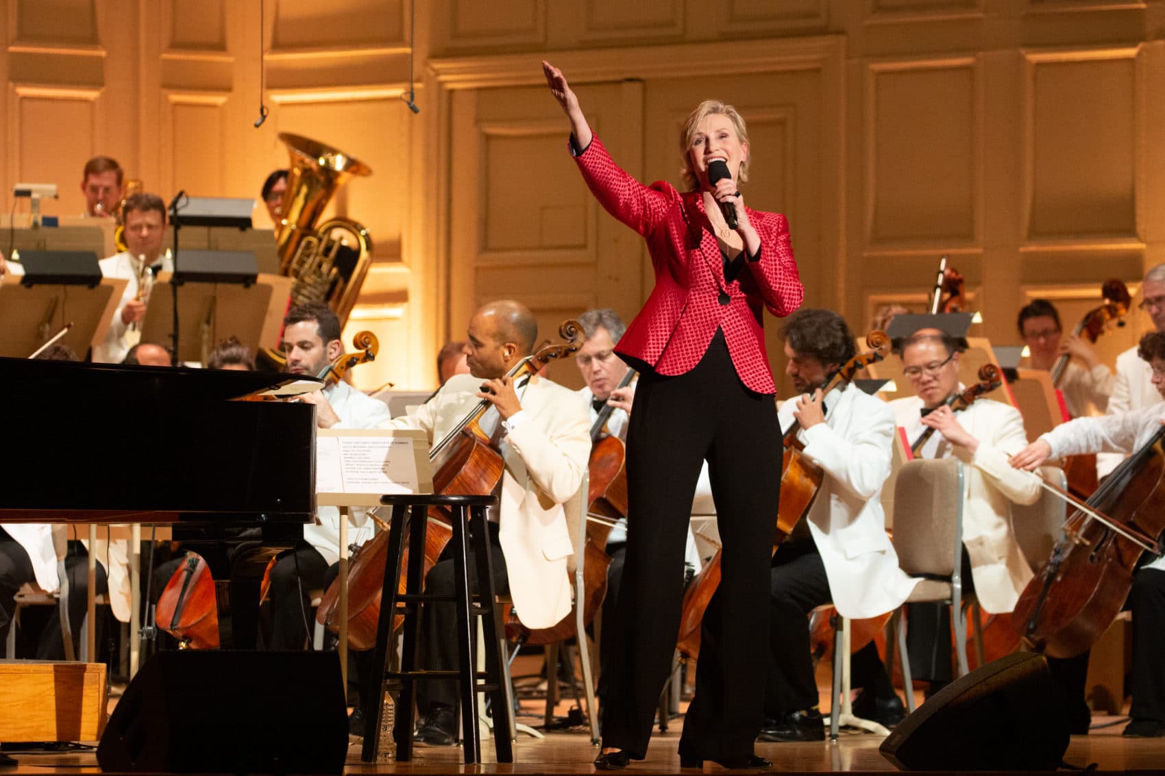 Jane Lynch with the Boston Pops on Tuesday (Courtesy Michael Blanchard)