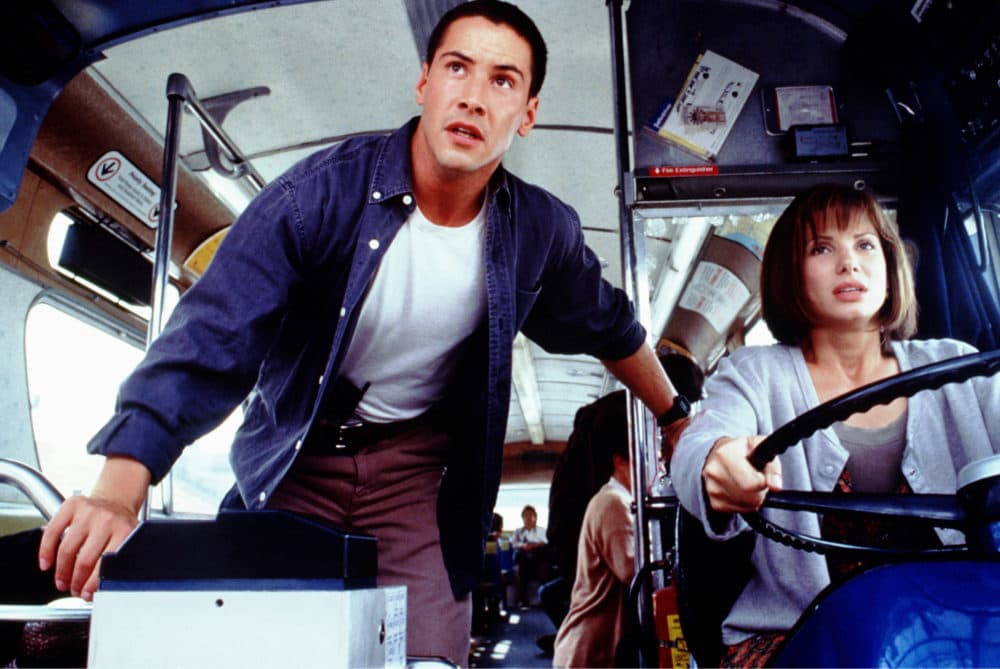Keanu Reeves as Jack Traven and Sandra Bullock as Annie Porter in &quot;Speed&quot; (1994). (Courtesy Twentieth Century Fox/Photofest)