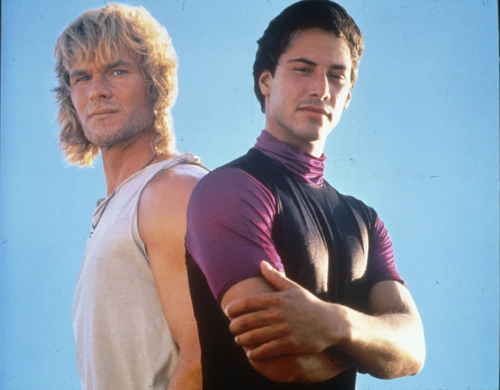 Patrick Swayze as Bodhi, left, and Keanu Reeves as Johnny Utah in &quot;Point Break&quot; (1991). (Courtesy Twentieth Century Fox/Photofest) 