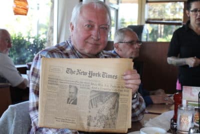 Jerry Koosman brought a copy of the New York Times from the Mets' championship. (Courtesy Erik Sherman)