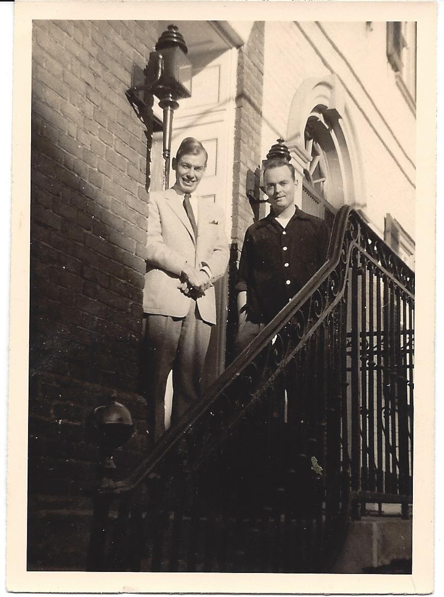 Stephen Benedict (right) and Skip Coons at the Dr. Dick House. (Courtesy)