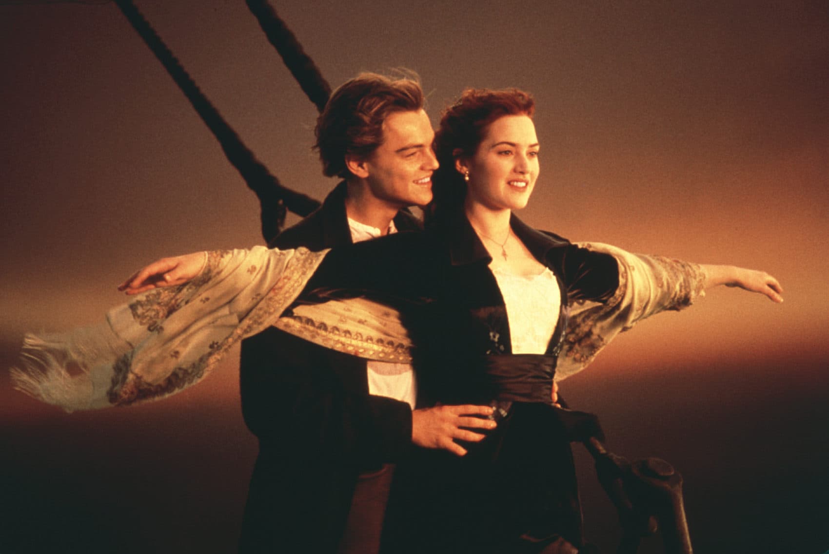 Leonardo DiCaprio and Kate Winslet in James Cameron's 1997 film &quot;Titanic.&quot; (Courtesy Paramount Pictures/Photofest)