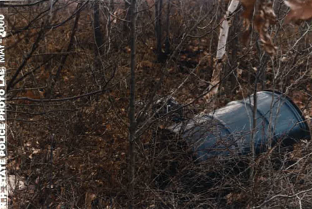 A barrel discovered at Bear Brook State Park (Courtesy of the New Hampshire State Police)