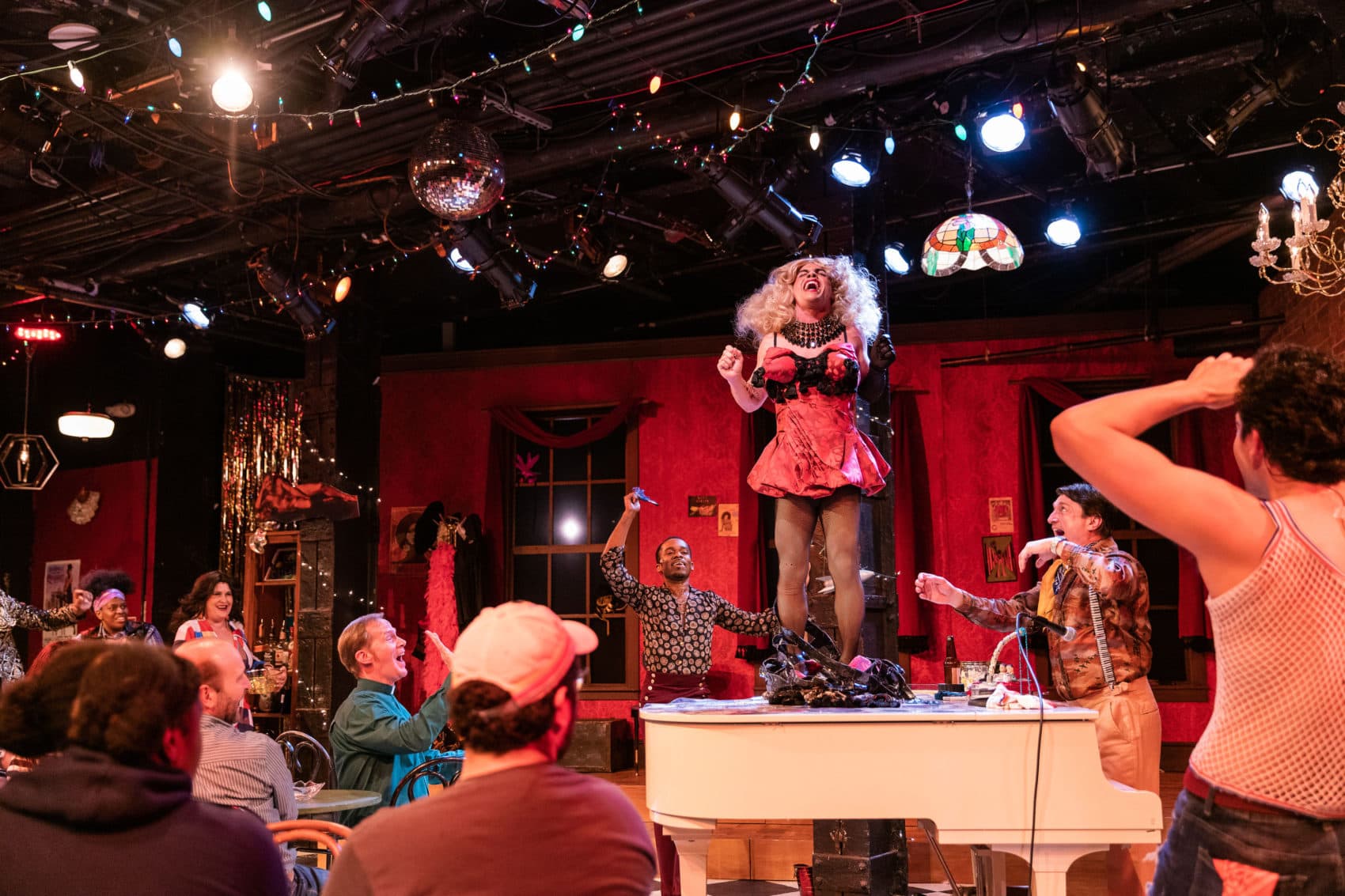 Shawn Verrier with the cast of SpeakEasy Stage's production of "The View UpStairs" (Courtesy Nile Scott Studio)
